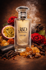 Azure Myth fruity oriental perfume with passionfruit, rose, oud, leather, and amber notes