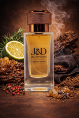 Imperial Essence unisex oriental woody perfume featuring bergamot, oud, amber, leather, and vetiver notes
